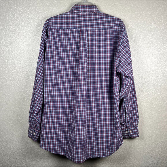 Brooks Brothers Casual Shirt Non-Iron Red and Blue Check Long-Sleeve Button-Down - Picture 3 of 11